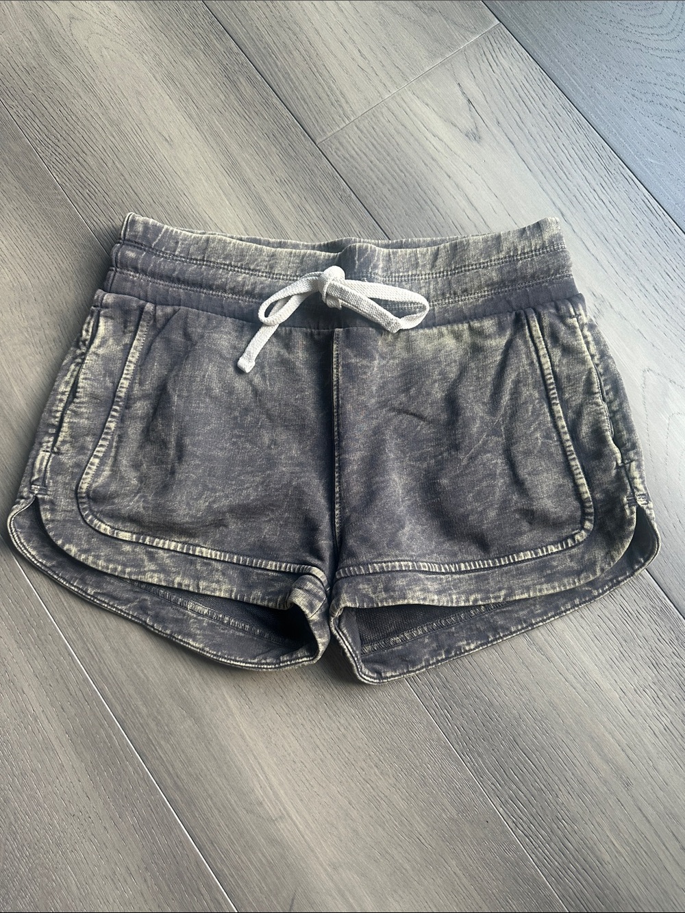 avocado Charcoal Mineral-Wash Drawstring Athletic Shorts